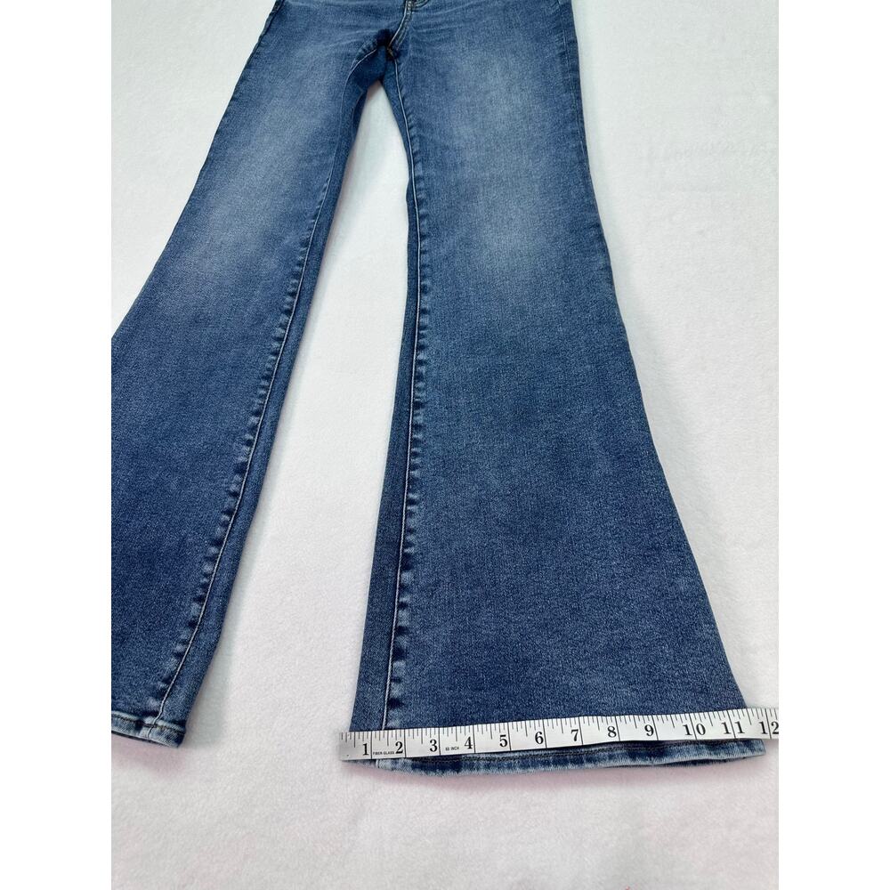 Express 70s Flare Mid Rise Jeans Blue Wash Stretch Denim Size 4R - Picture 14 of 15